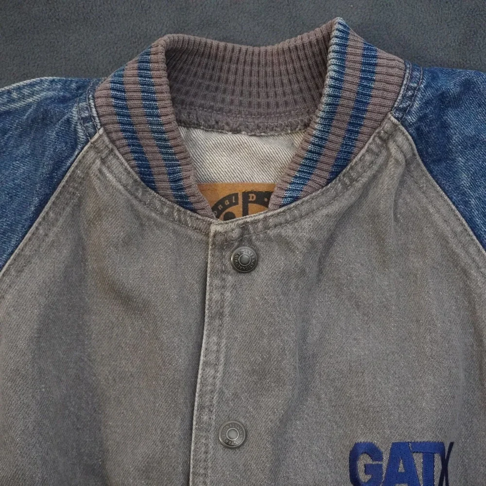 Vintage International Denim GATX Bomber Jacket Mens XL Grey Blue Two Tone Canada